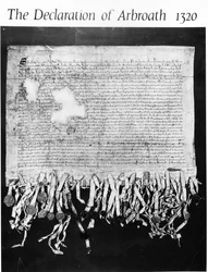 Die Erklärung von Arbroath, 6. April 1320 (Tinte auf Pergament)